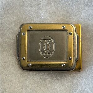 Cartier silver and gold two tone belt buckle Monogrammed unisex